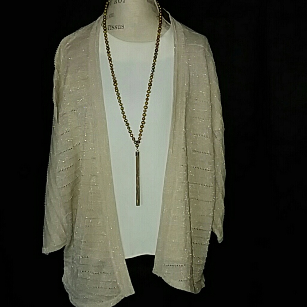 NWT CHICO'S Kat gold Cardigan sweater 3.